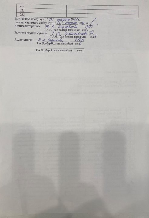 Бейіндік 10-сыныпқа қабылдау емтиханы хаттама