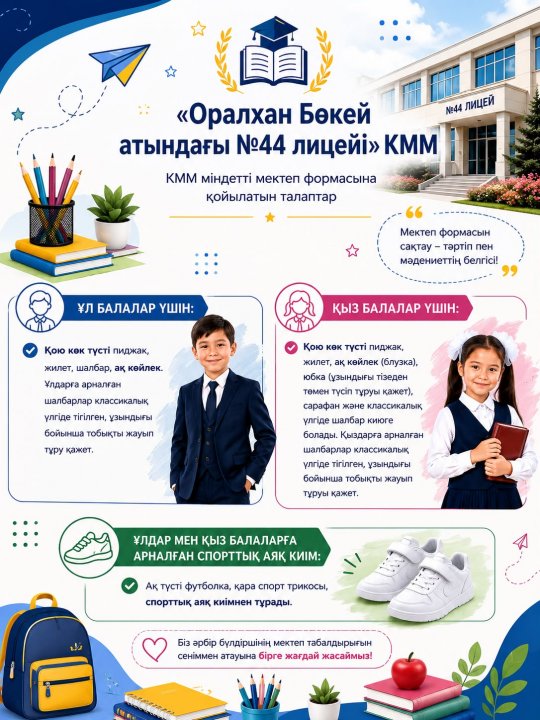Қазақстан Республикасы Білім мен ғылым министрінің 2016 жылғы 14 қаңтардағы № 26 бұйрығымен бекітілген Орта білім беру ұйымдарында міндетті мектеп фор