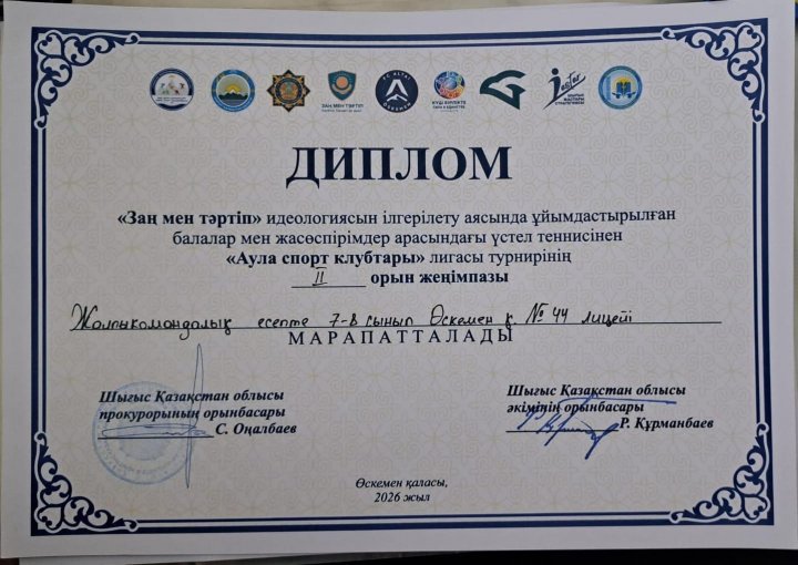 «Оралхан Бөкей атындағы №44 лицейі» КММ  Оқушыларымыз облыстық жарыста жоғары нәтиже көрсетіп, жүлделі орындарға ие болды!  🥈 7–8 сыныптар арасында —